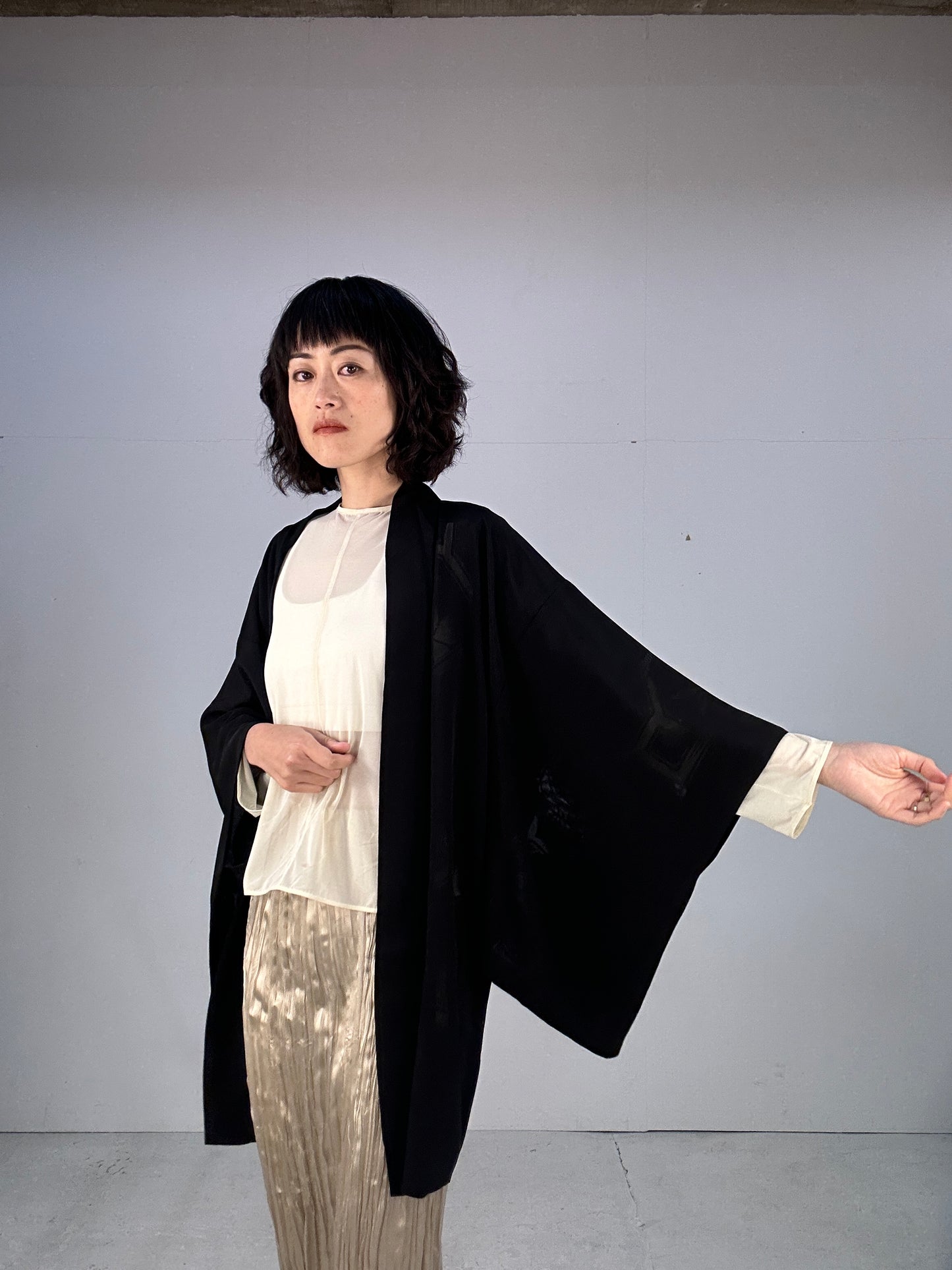 BLACK HAORI SHEER "nadeshiko and  kikyou"