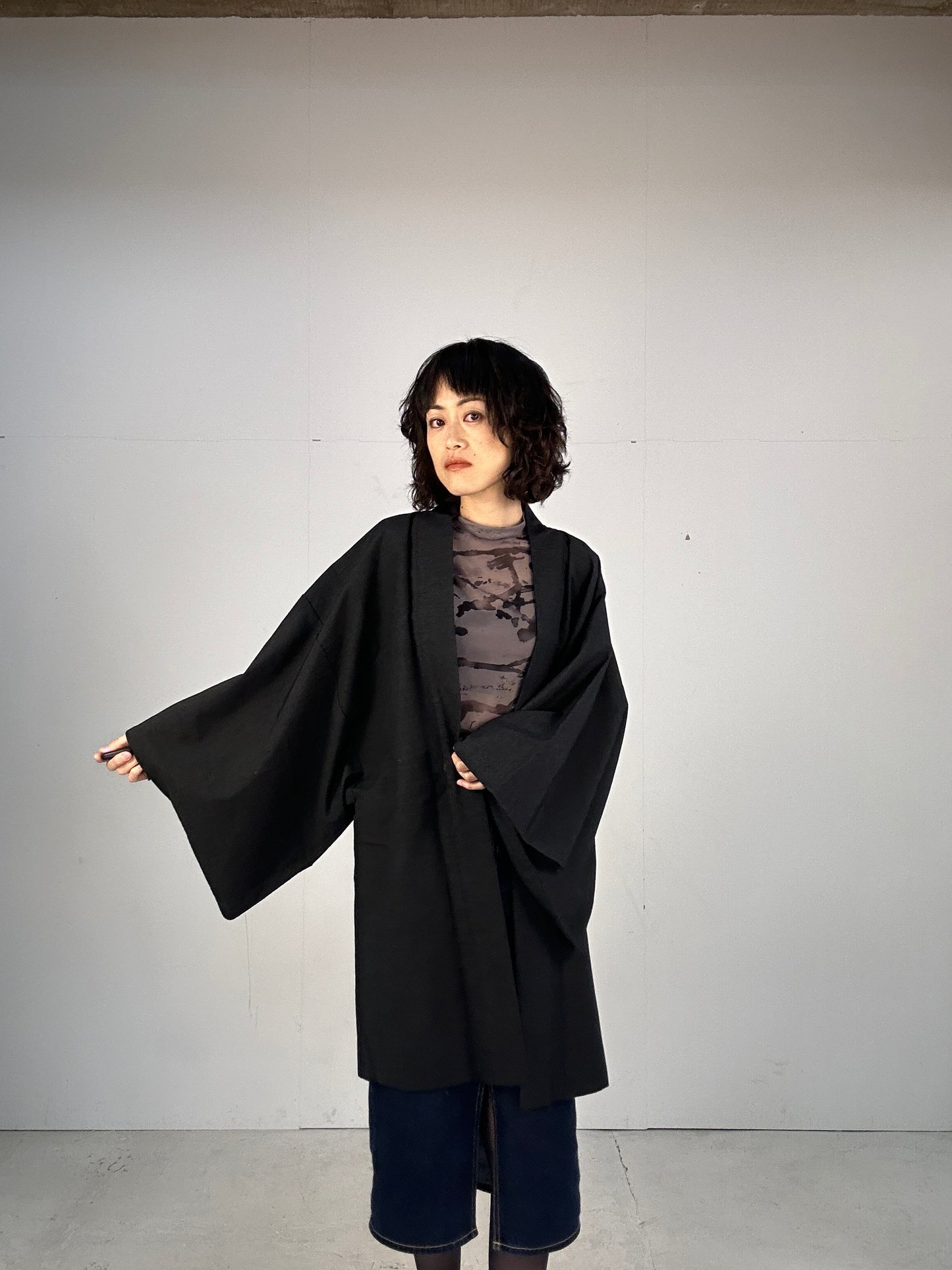 KAWAII HAORI oversized  "black hyoutan"