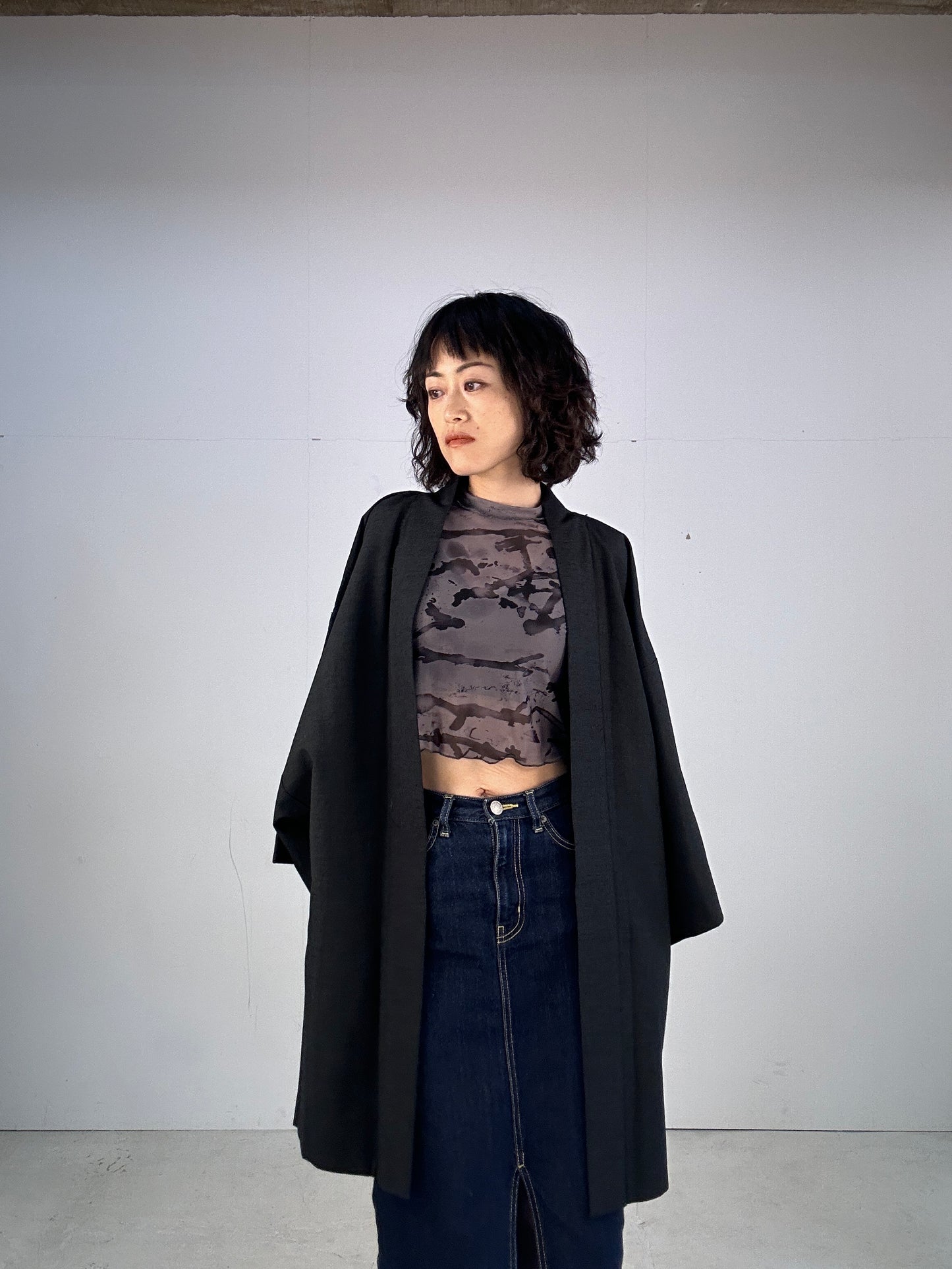 KAWAII HAORI oversized  "black hyoutan"