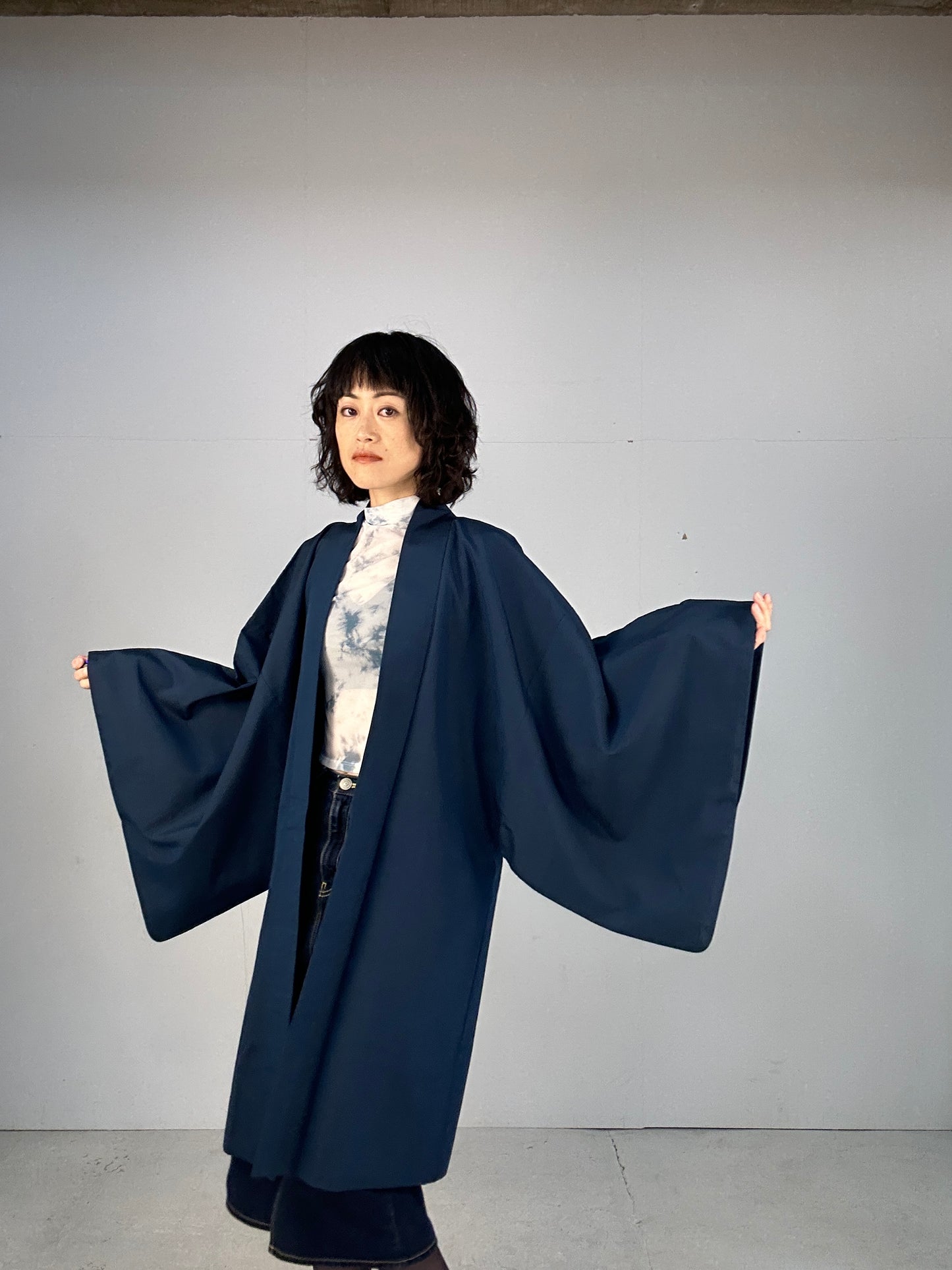 KAWAII HAORI oversized  "ao no chekku"