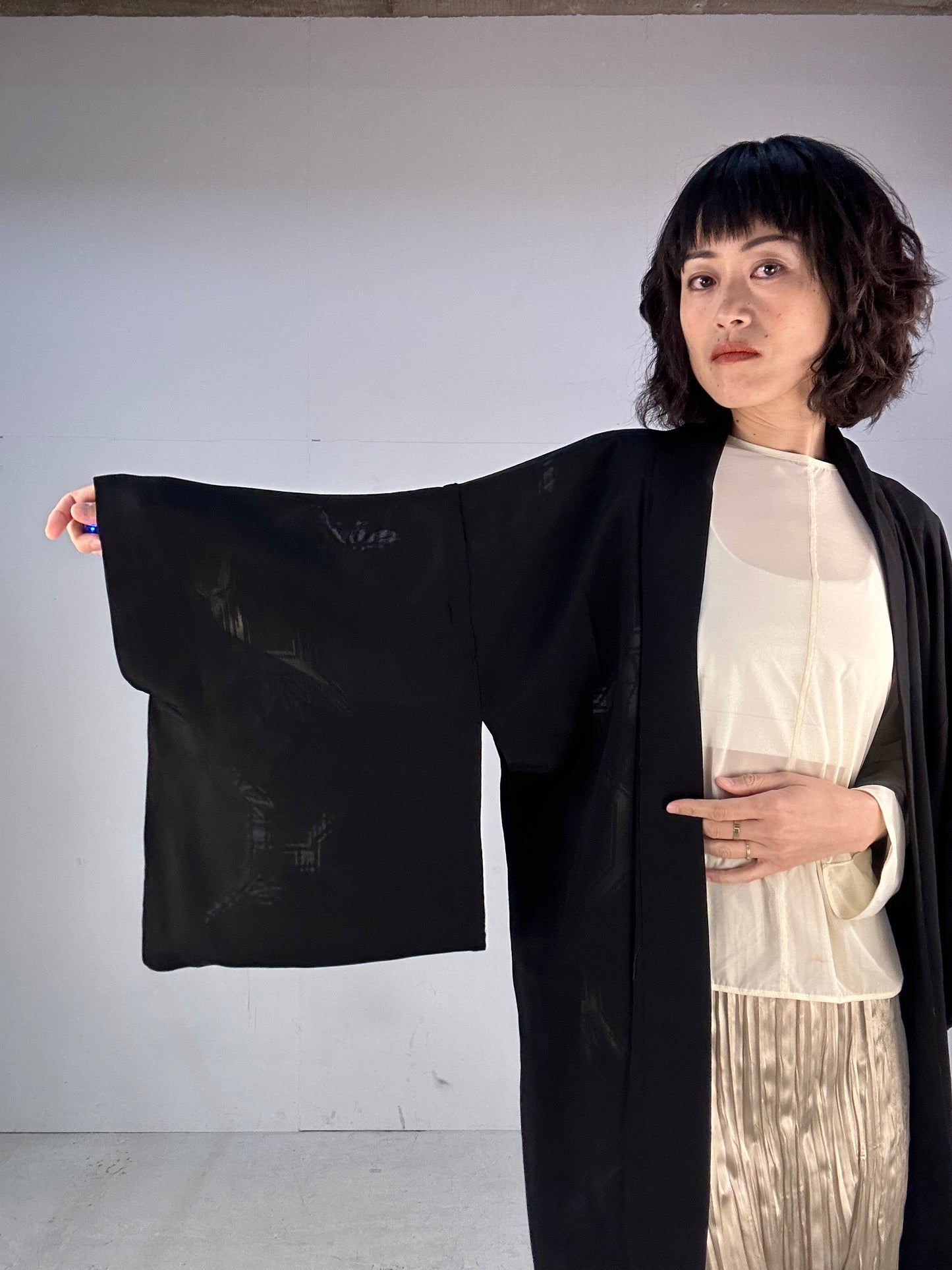 BLACK HAORI SHEER "nadeshiko and  kikyou"