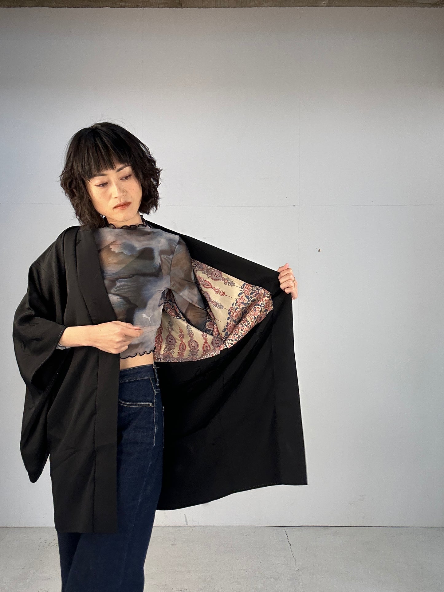 BLACK HAORI "antique paisley"