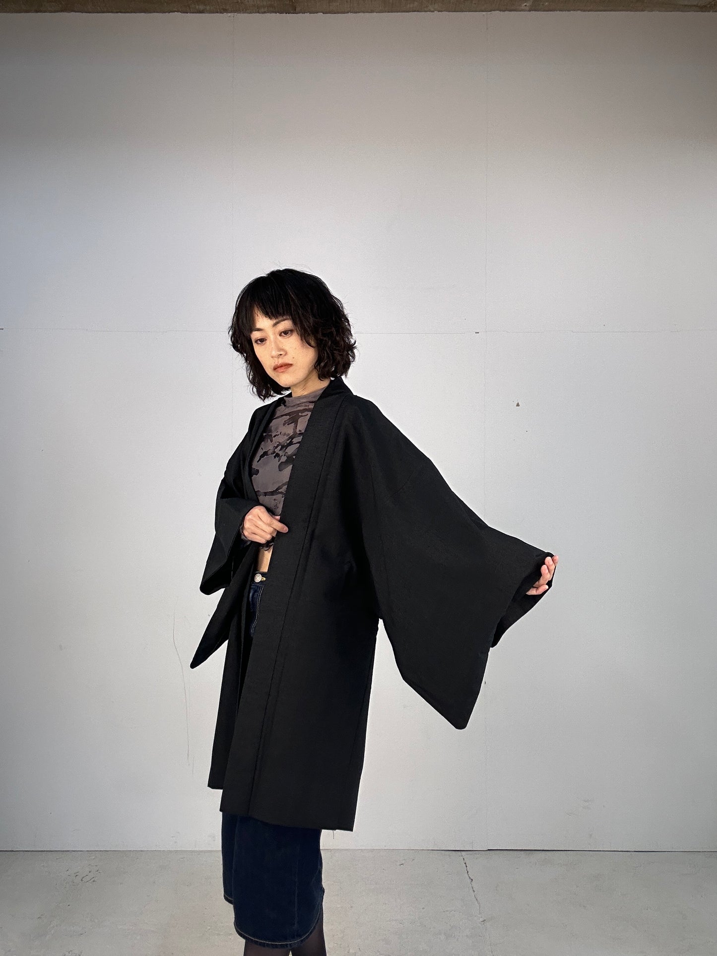 KAWAII HAORI oversized  "black hyoutan"