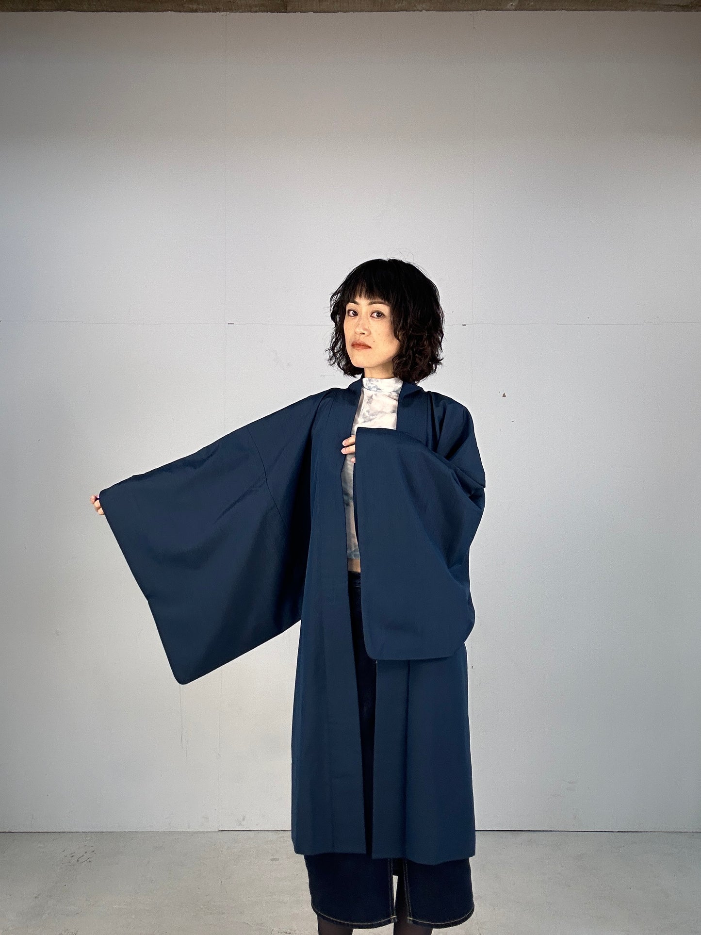 KAWAII HAORI oversized  "ao no chekku"