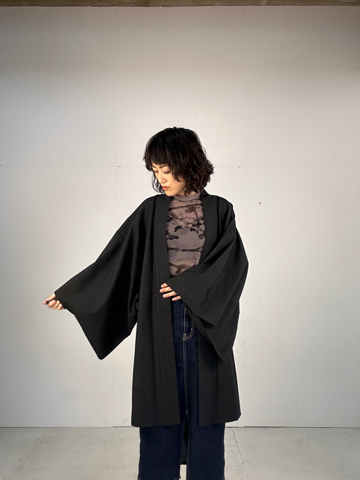 KAWAII HAORI oversized  "black hyoutan"