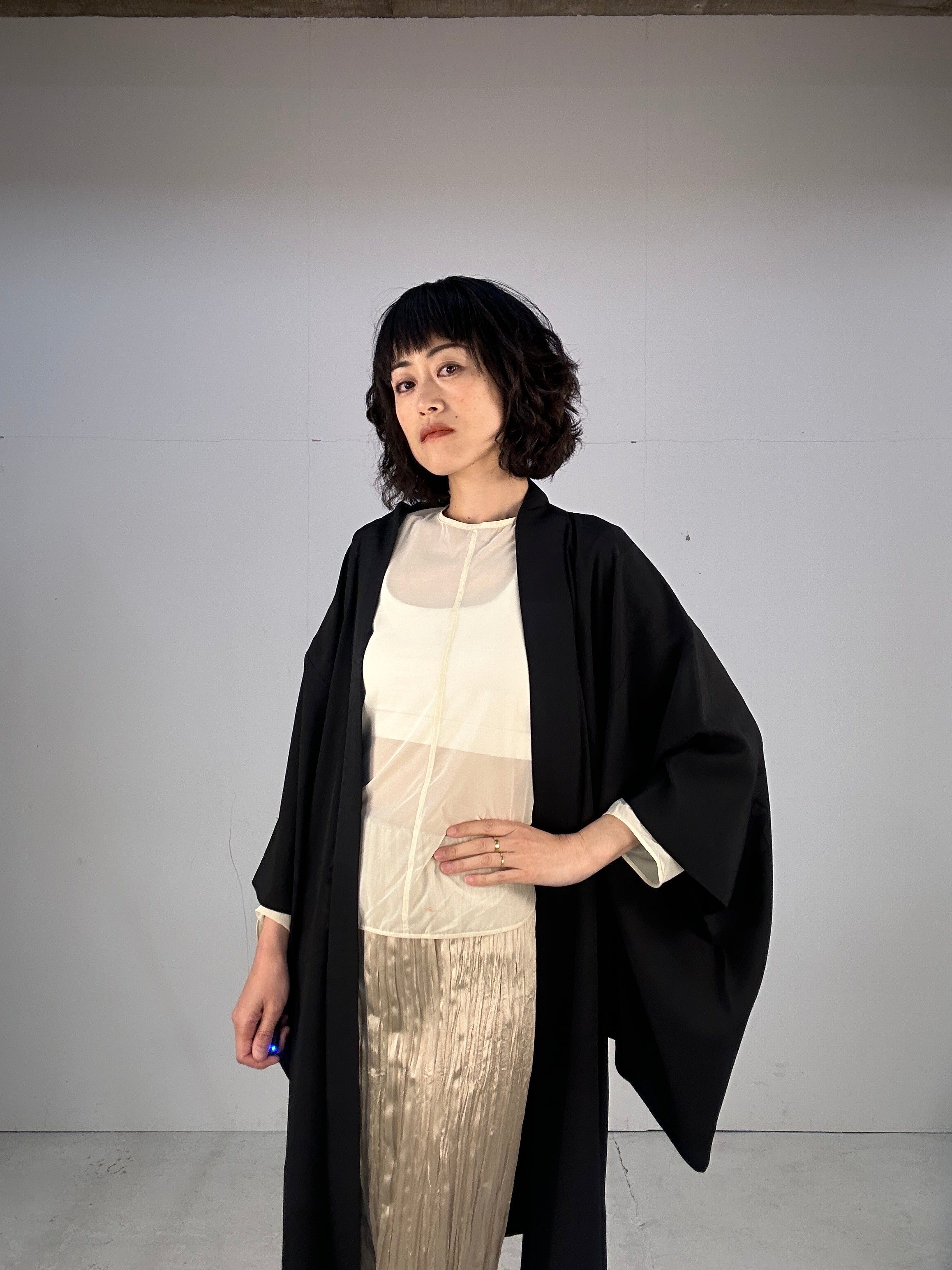 BLACK HAORI SHEER "crest, Plum Flower" – MACHIKO KIMONO Japanese ...