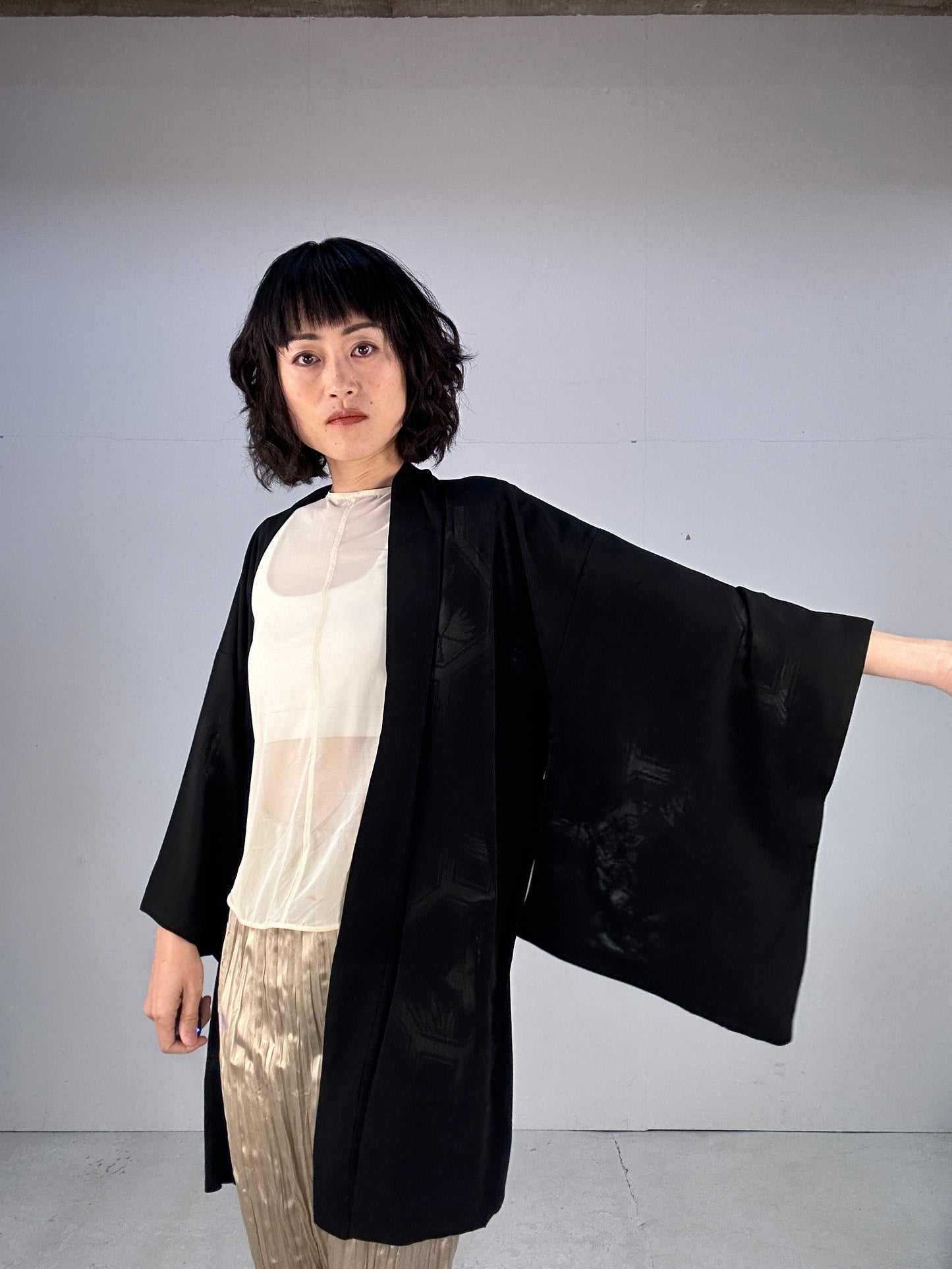 BLACK HAORI SHEER "nadeshiko and  kikyou"