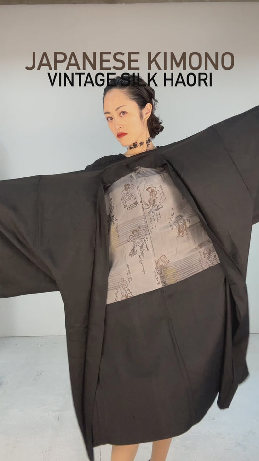 VINTAGE KUROMONTSUKI HAORI "sumie"