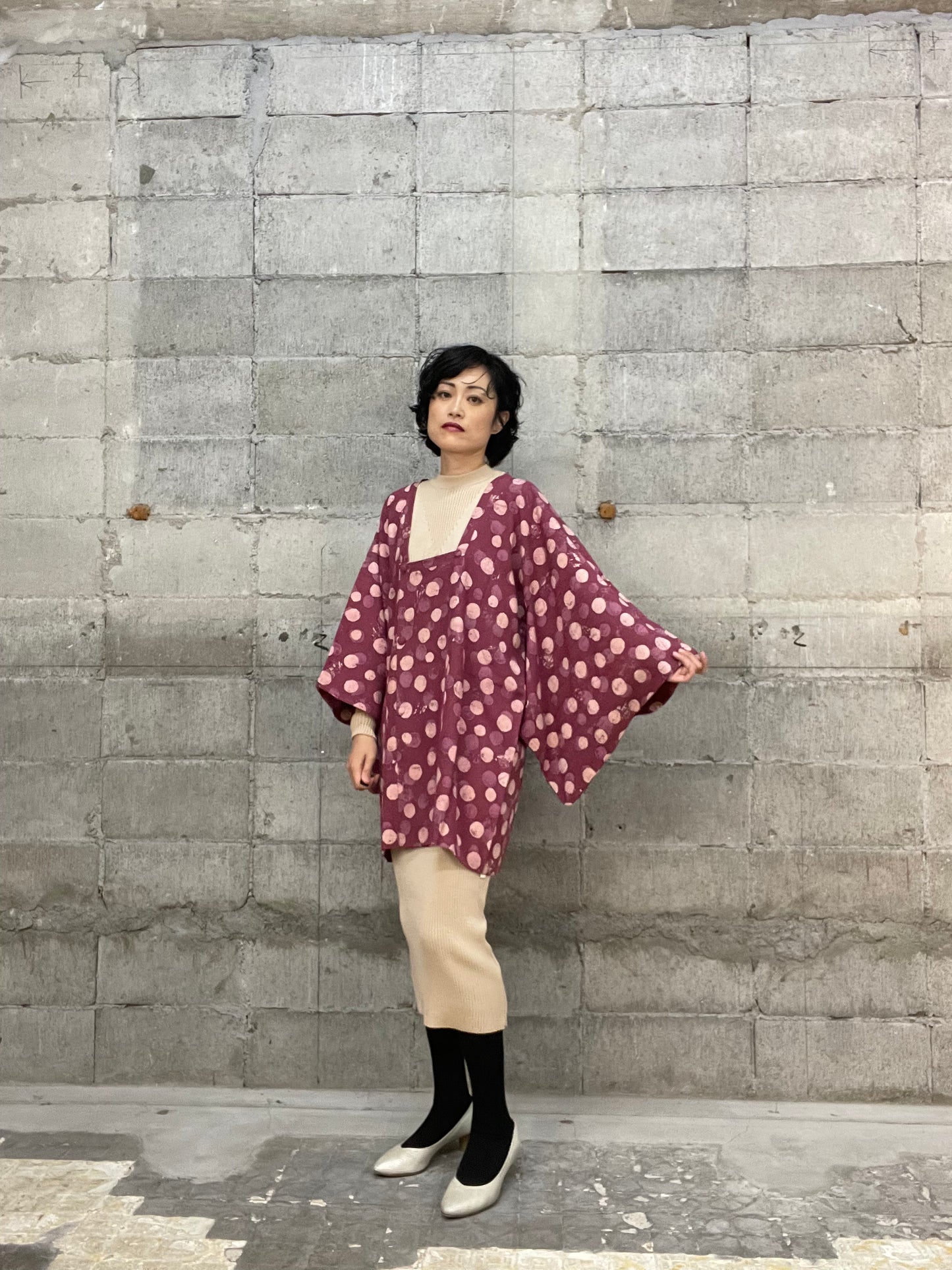 VINTAGE KAWAII HAORI "murasaki, mizutama"