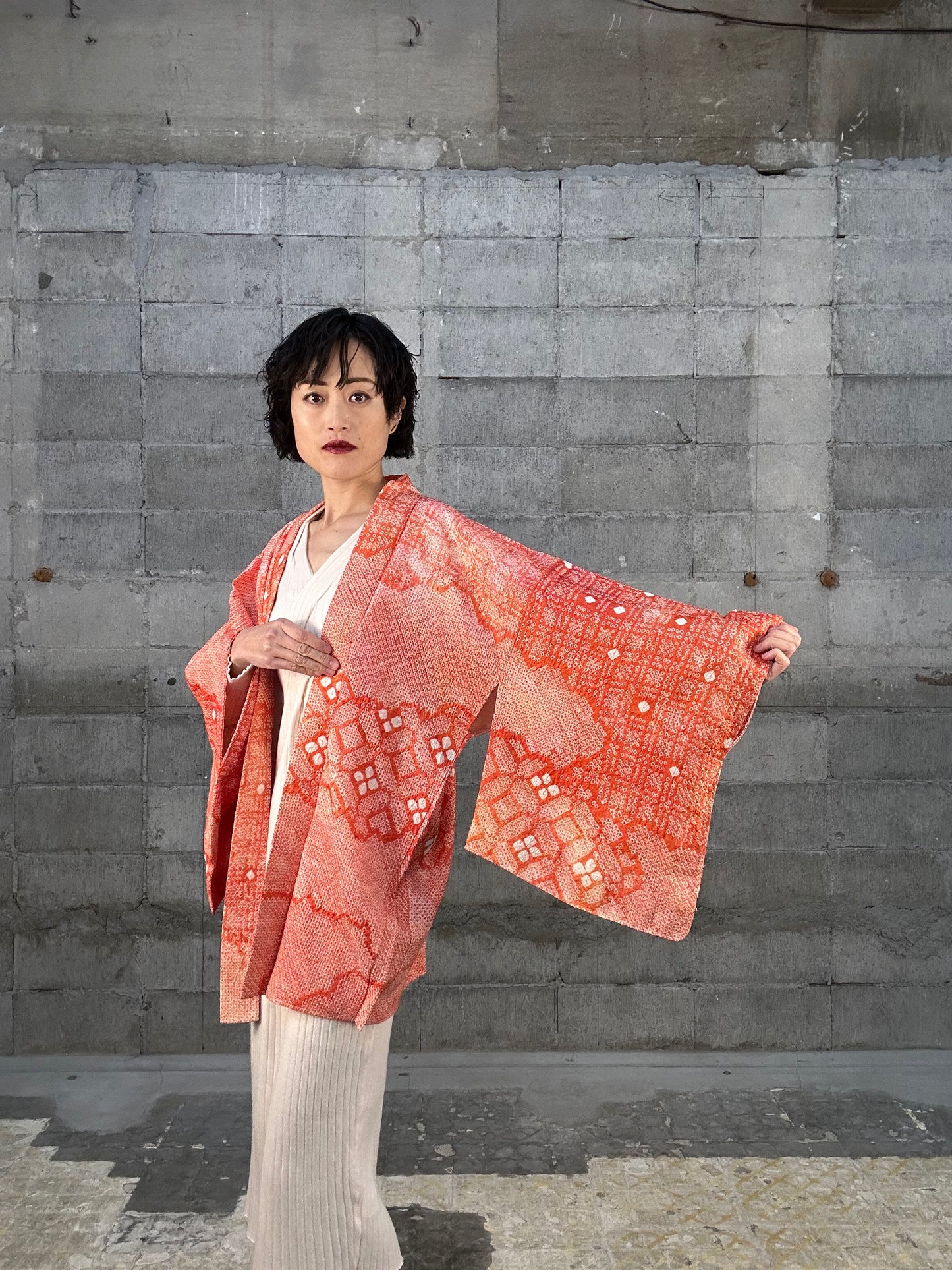 SHIBORI HAORI "015 aka mizutama"