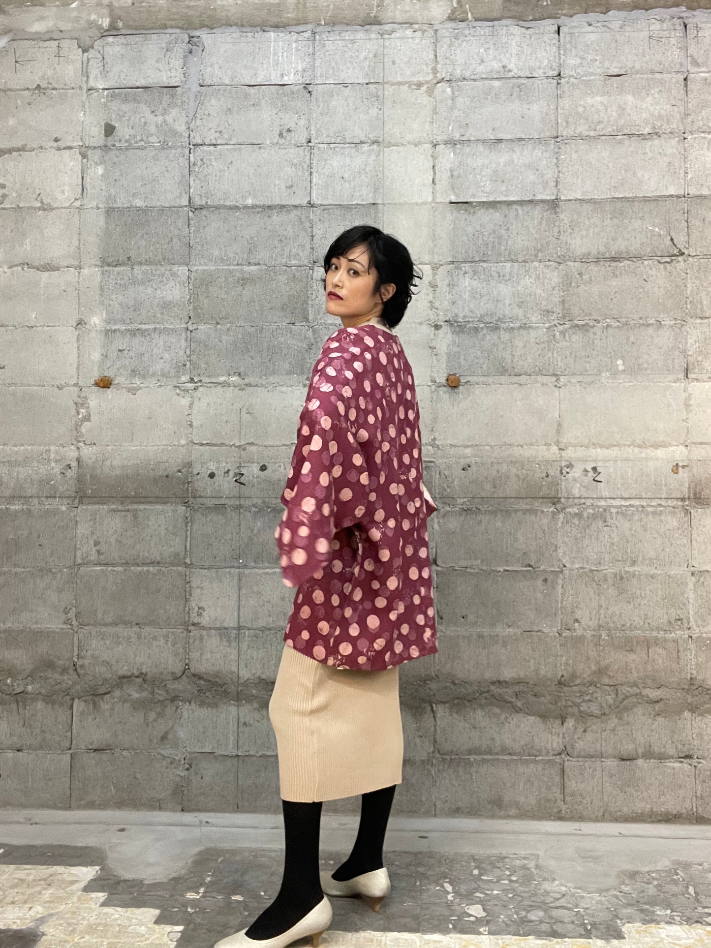 VINTAGE KAWAII HAORI "murasaki, mizutama"