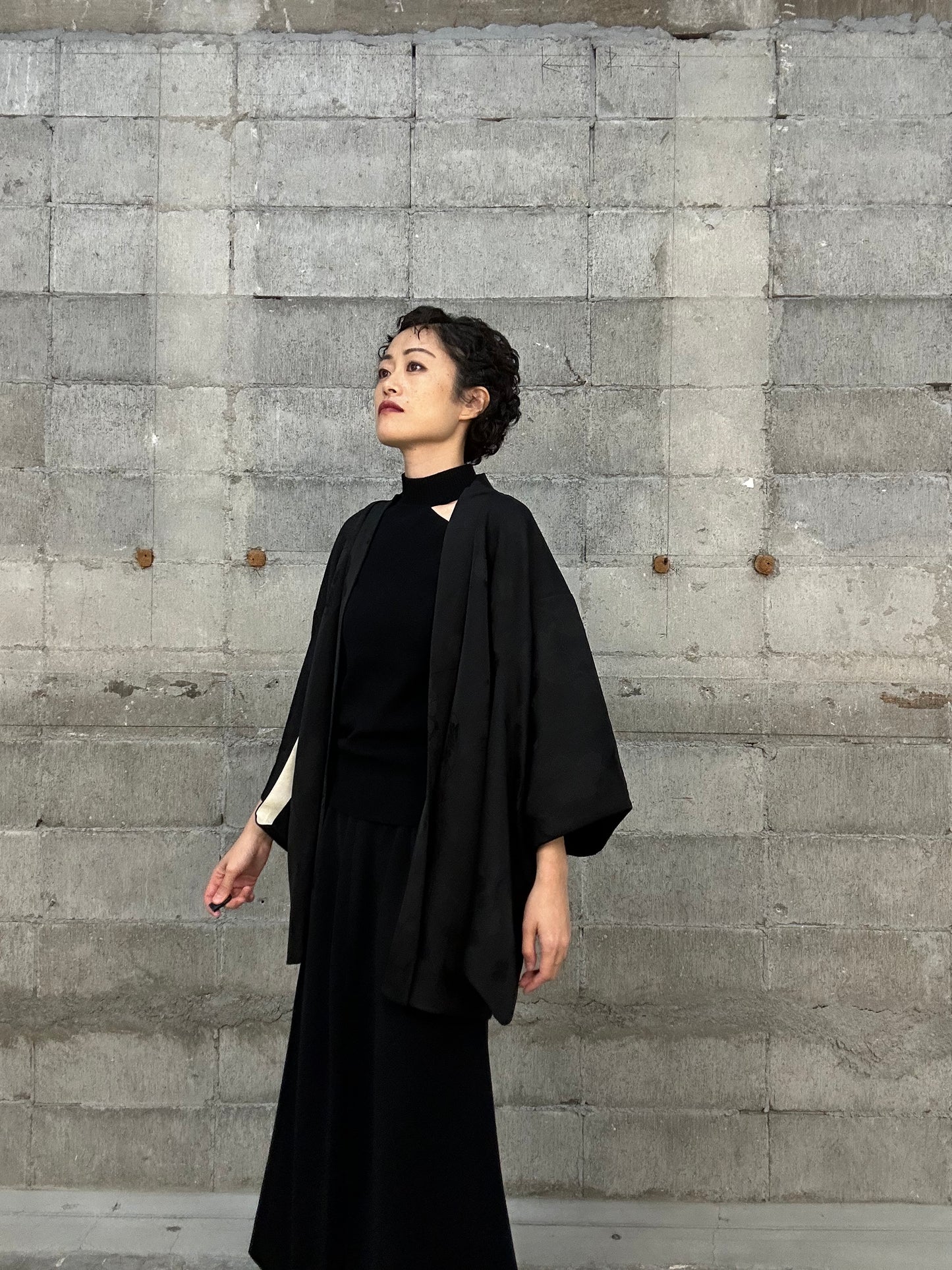 BLACK HAORI "012 elegant flower"