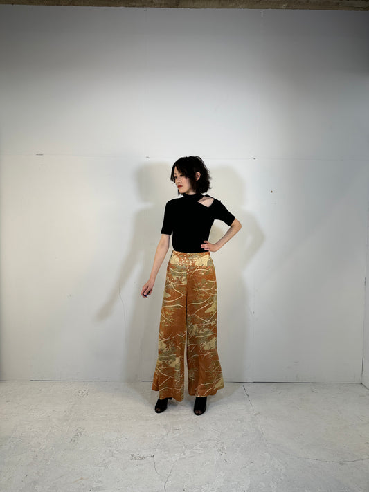 005_KIMONO DRESSY elastic waist pants upcycled from Japanese kimono