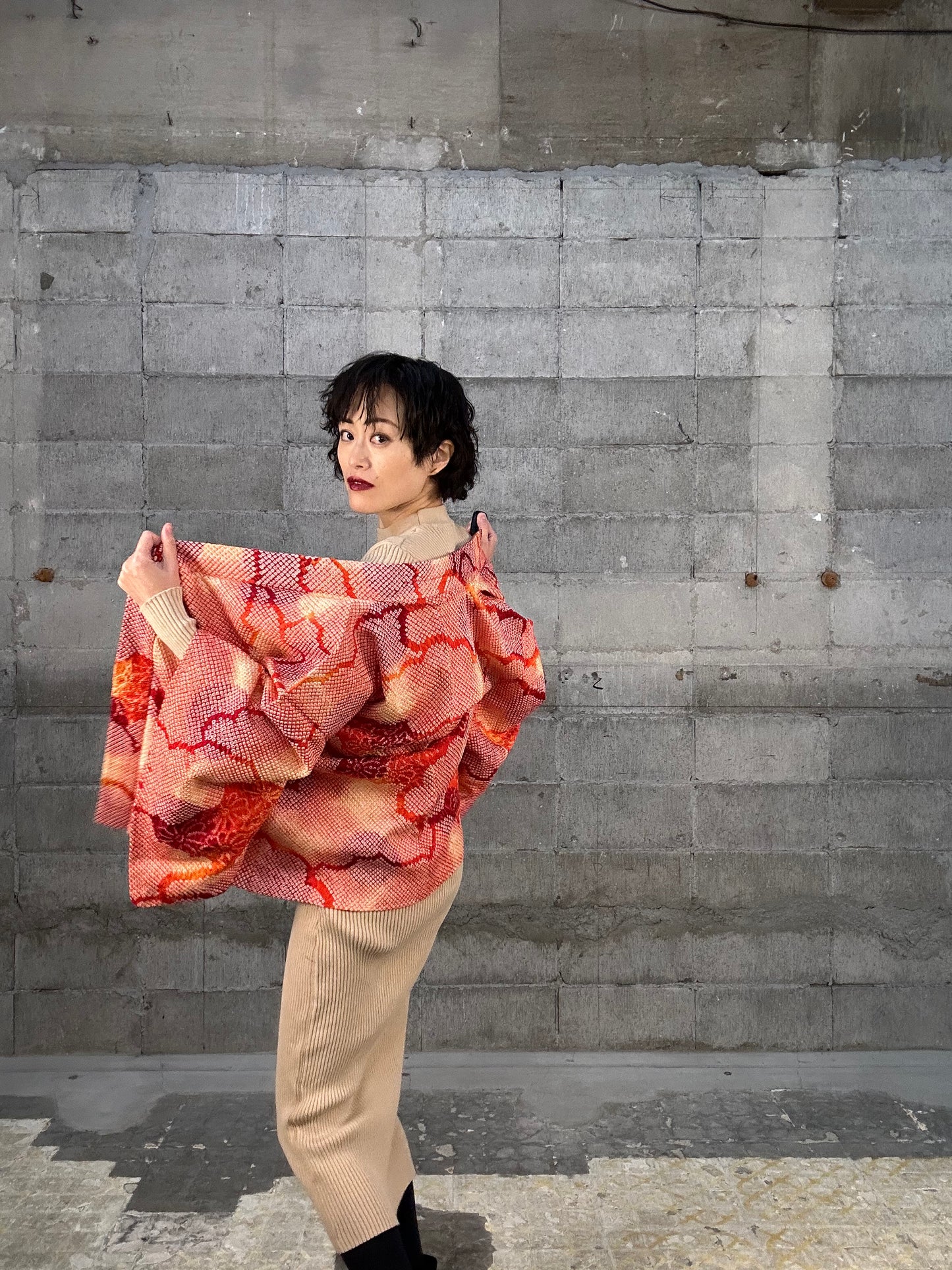 SHIBORI HAORI "011 kumo hana"