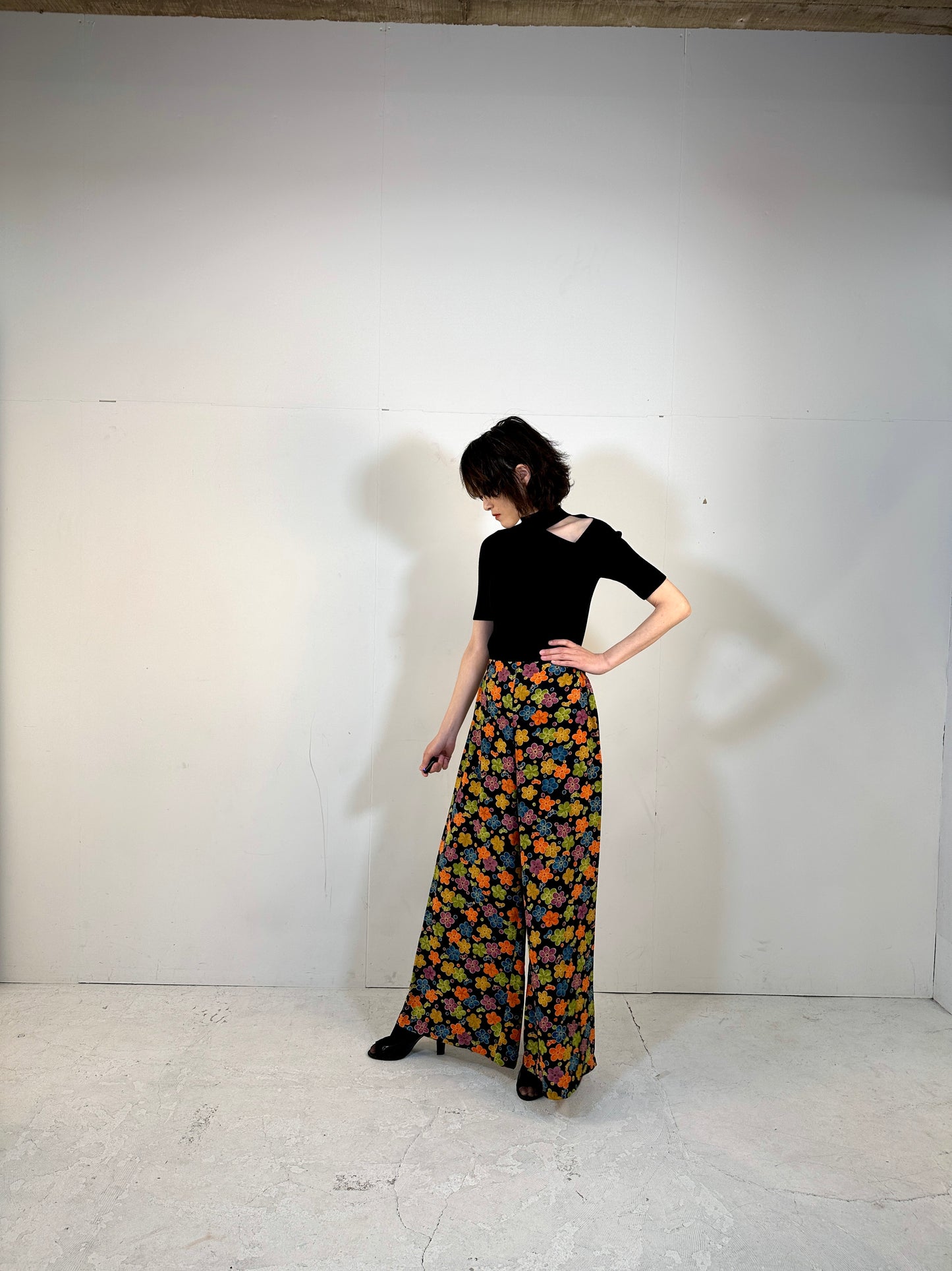 003_KIMONO DRESSY elastic waist pants upcycled from Japanese kimono & Tsuke-eri