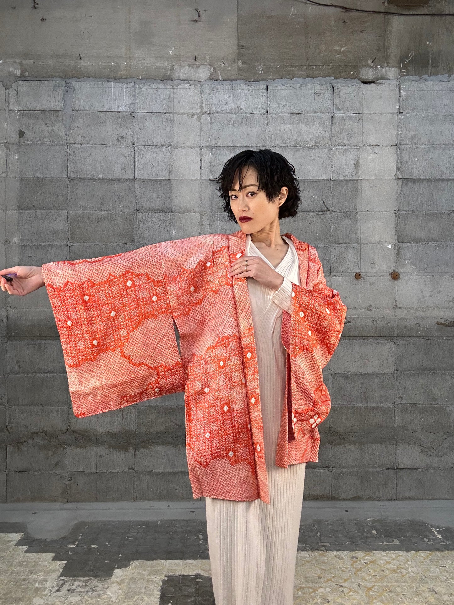 SHIBORI HAORI "015 aka mizutama"