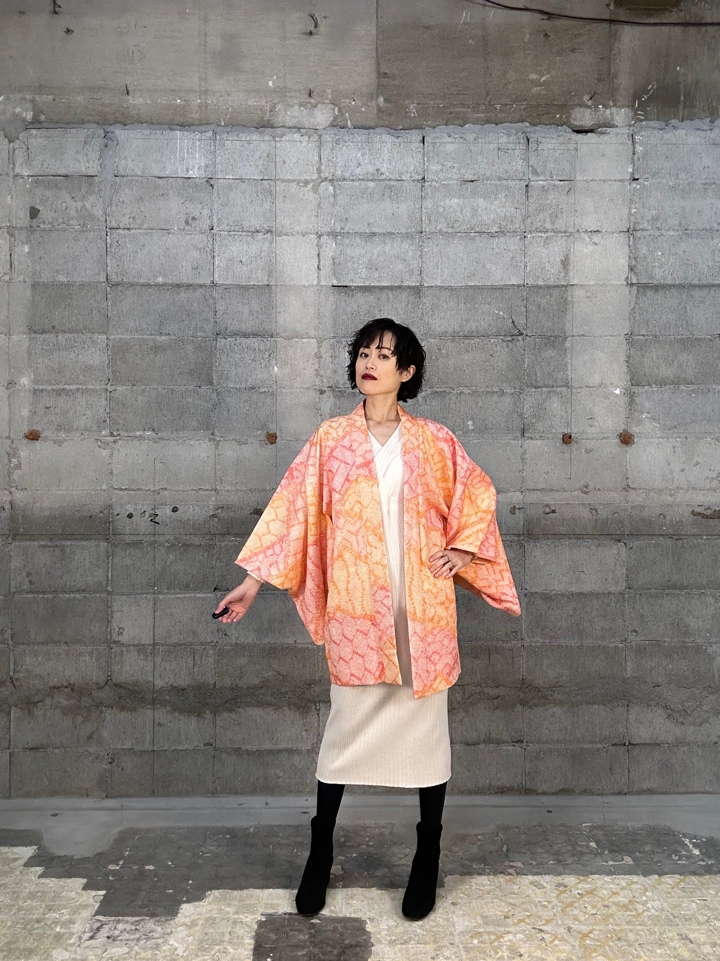 SHIBORI HAORI "013 awai momo, ki"