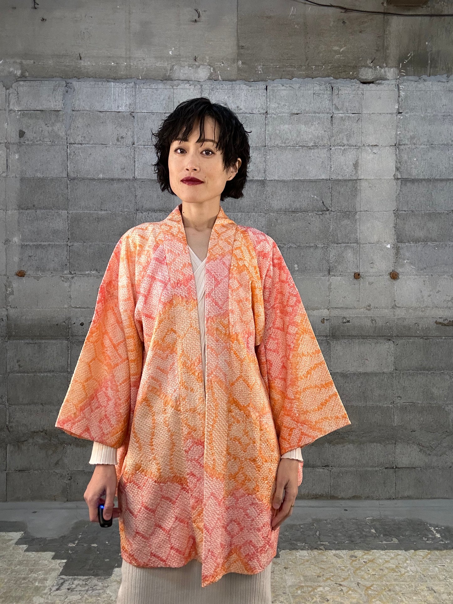 SHIBORI HAORI "013 awai momo, ki"