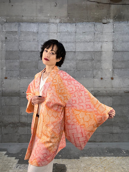 SHIBORI HAORI "013 awai momo, ki"