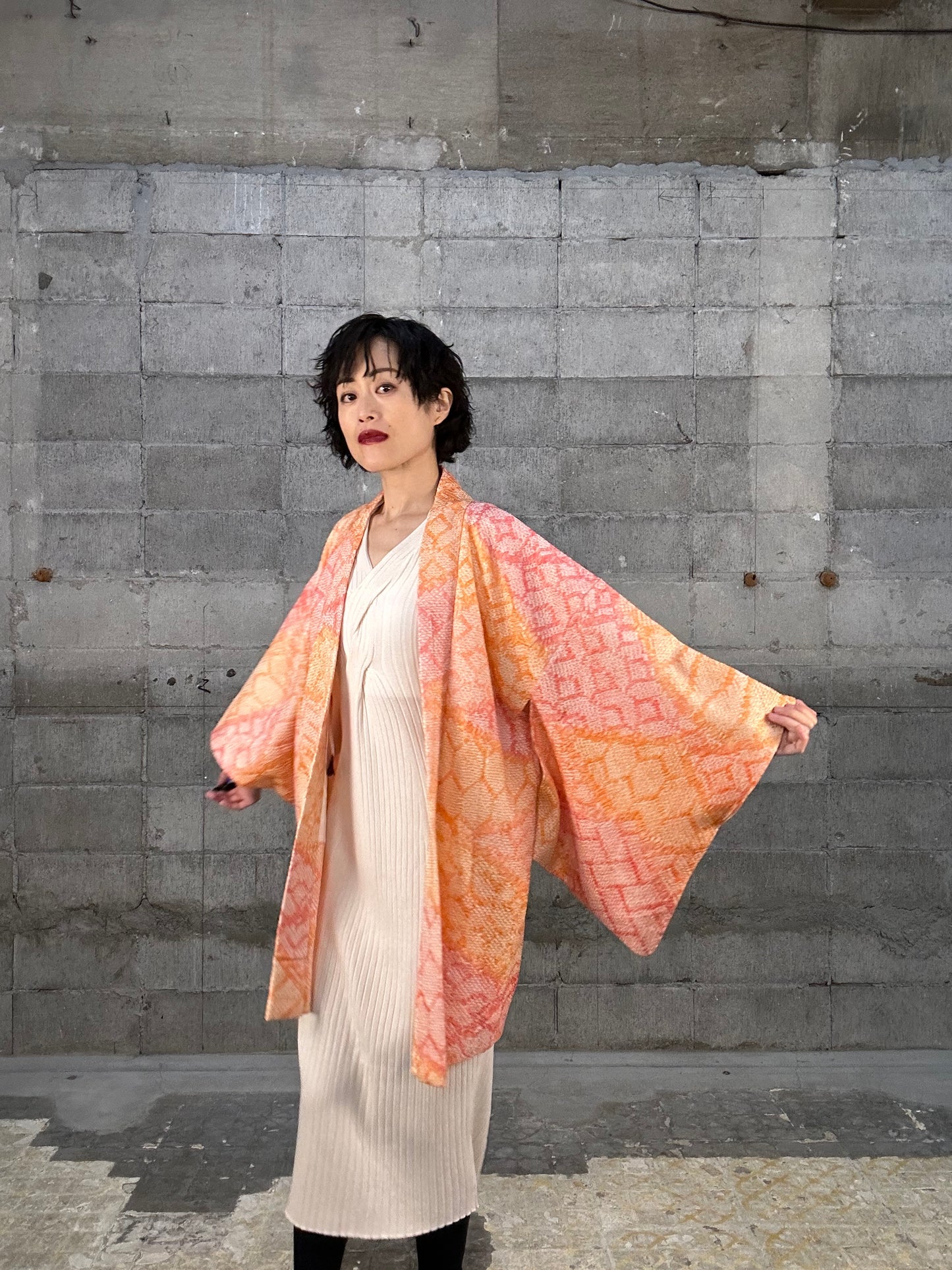 SHIBORI HAORI "013 awai momo, ki"