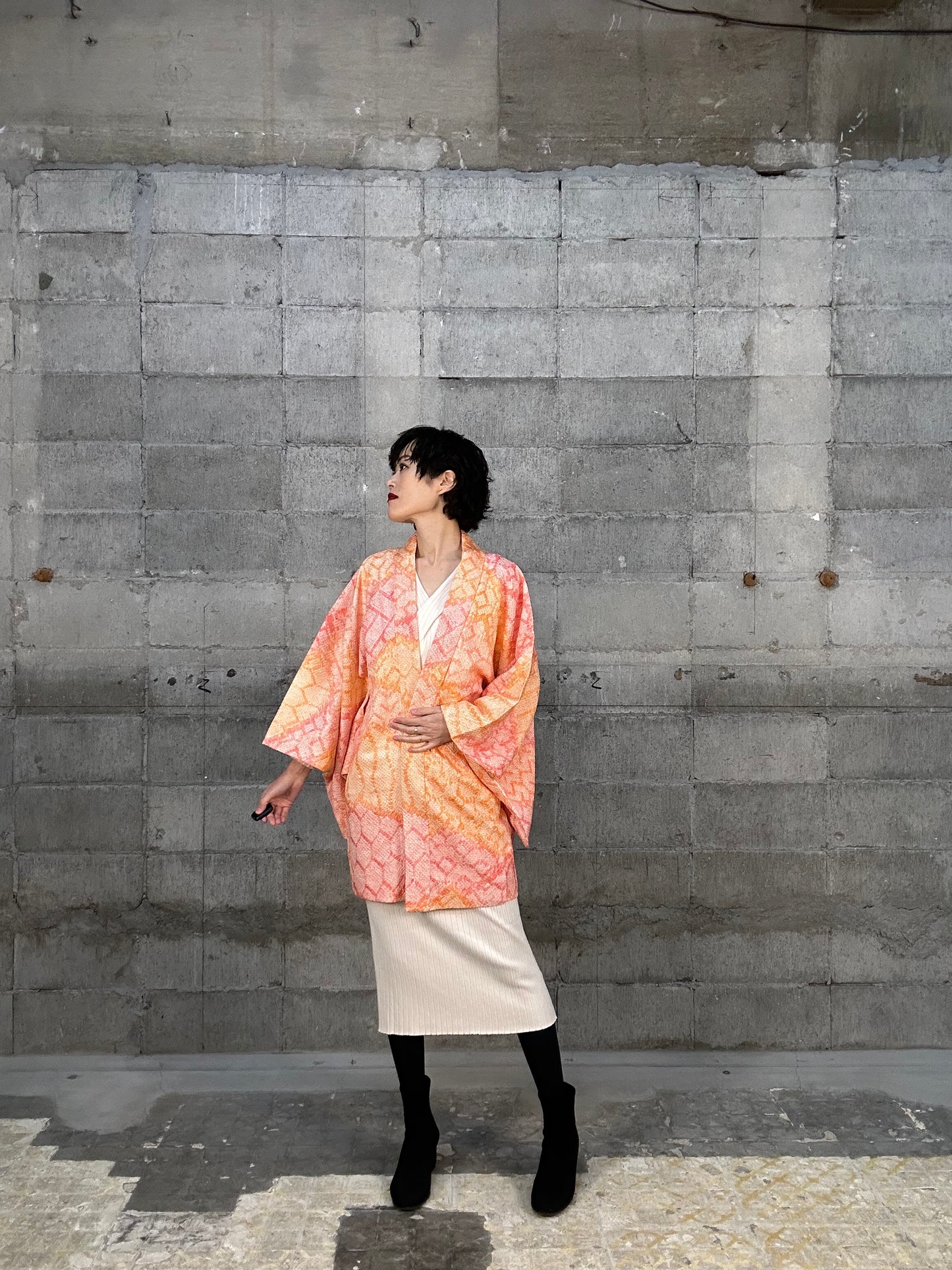 SHIBORI HAORI "013 awai momo, ki"