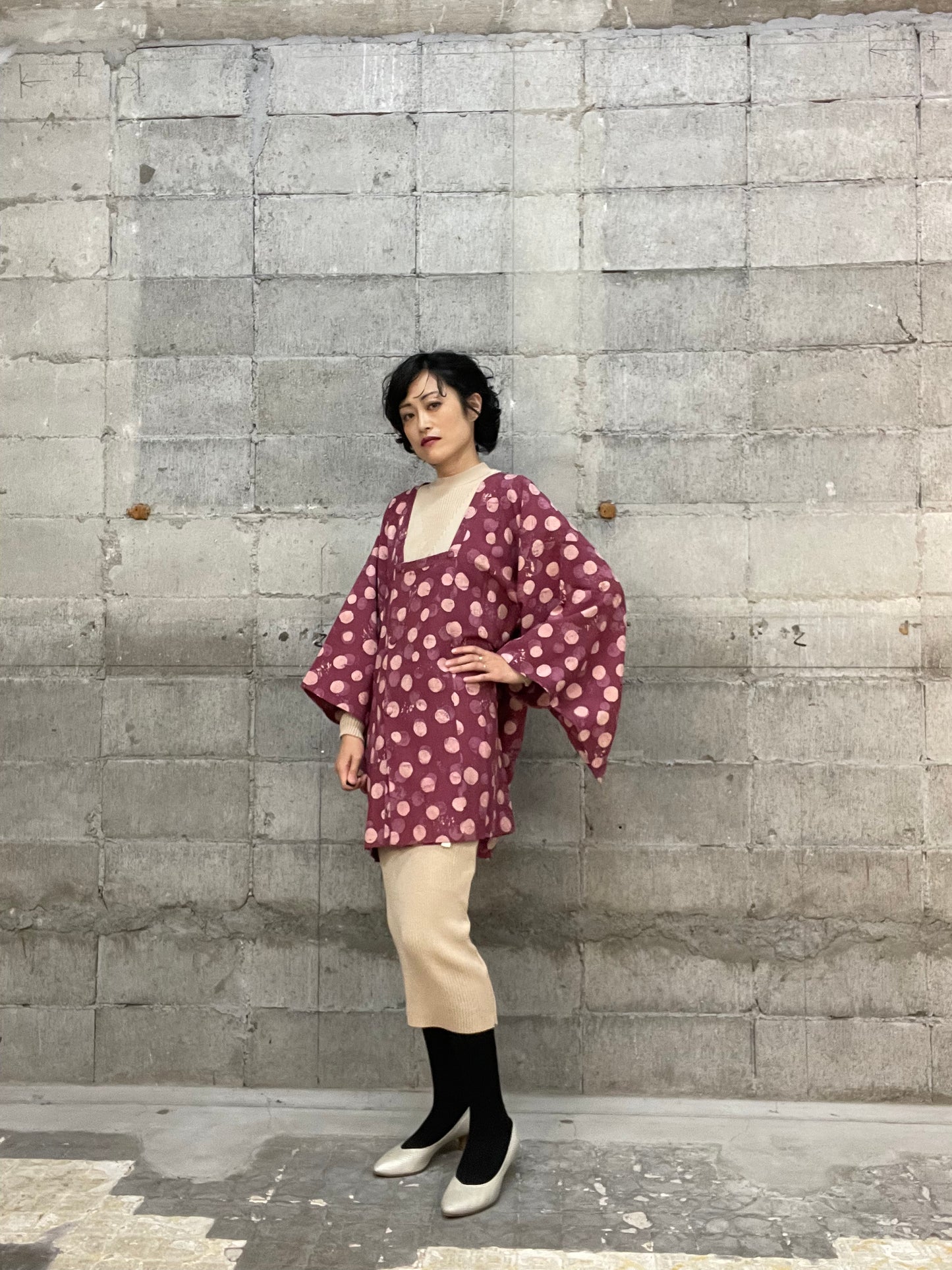 VINTAGE KAWAII HAORI "murasaki, mizutama"