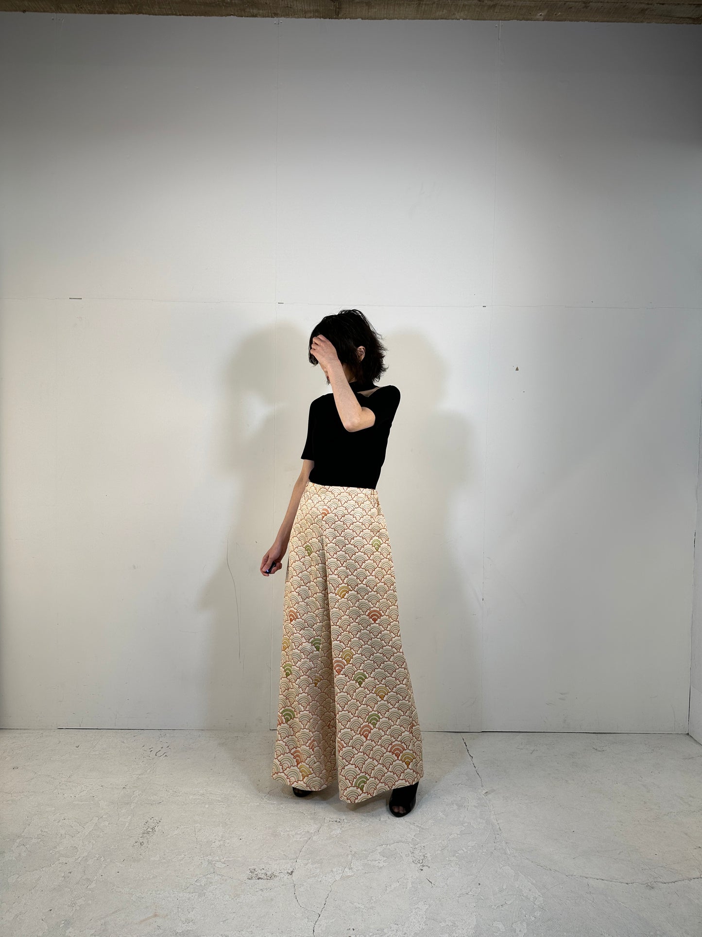 006_KIMONO DRESSY elastic waist pants upcycled from Japanese kimono & Tsuke-eri