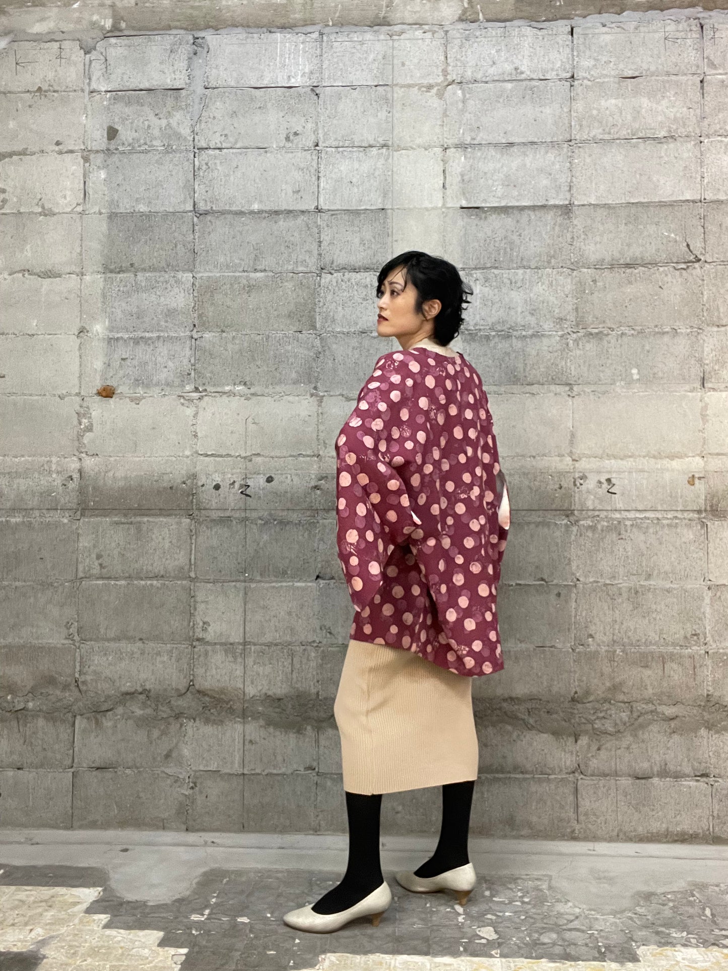 VINTAGE KAWAII HAORI "murasaki, mizutama"