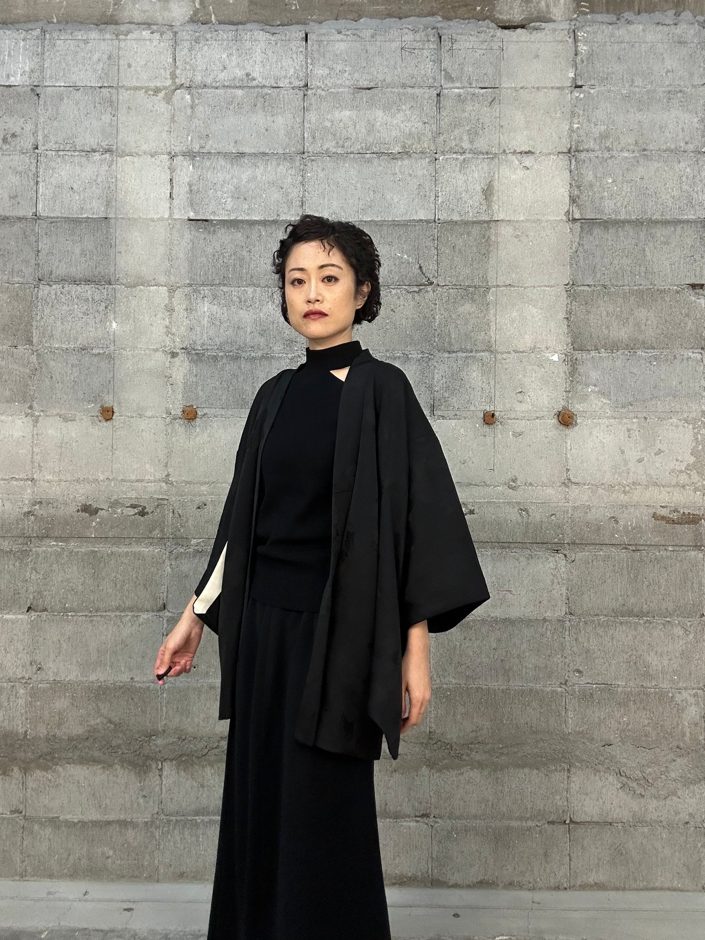 BLACK HAORI "012 elegant flower"