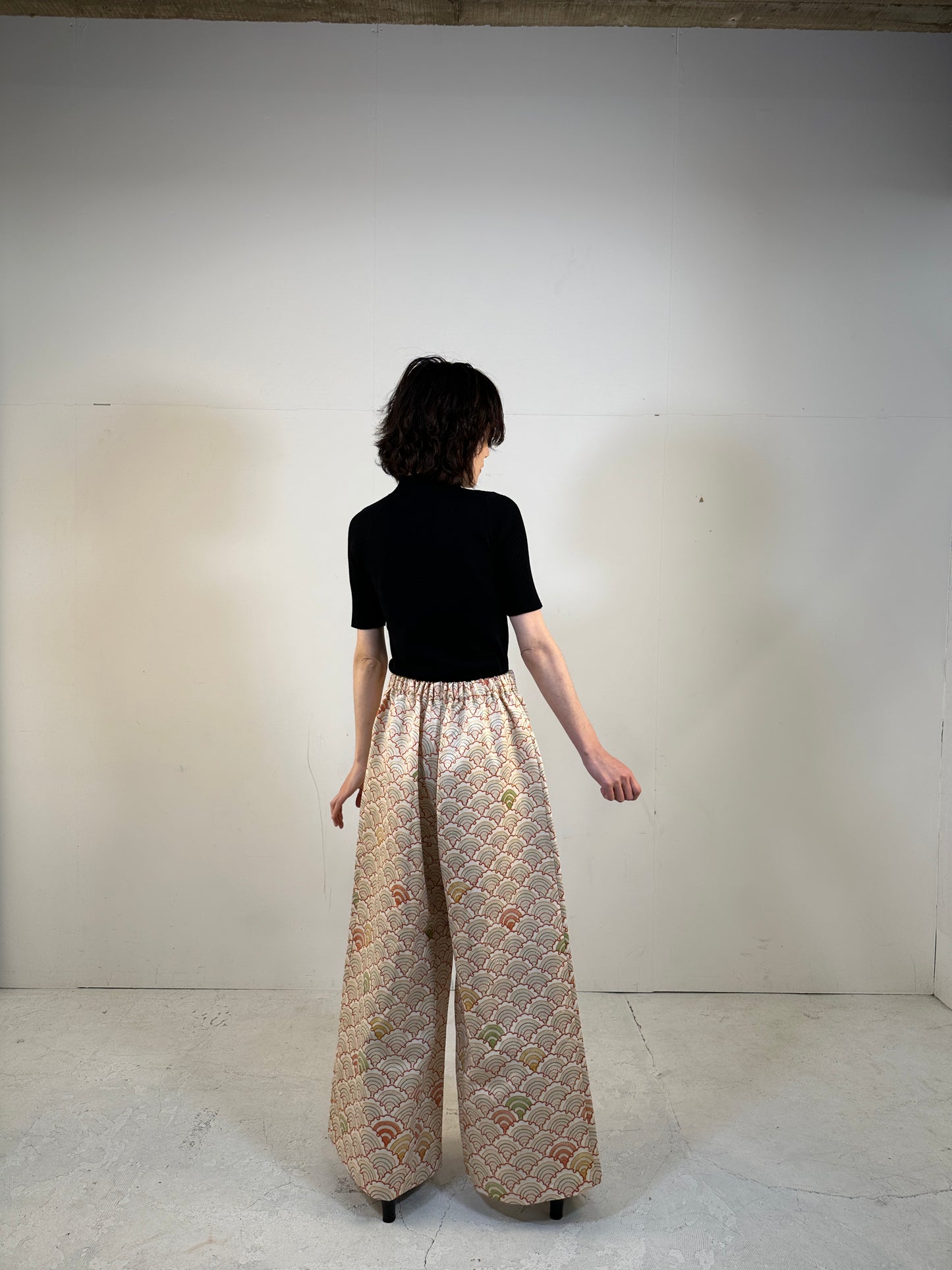 006_KIMONO DRESSY elastic waist pants upcycled from Japanese kimono & Tsuke-eri