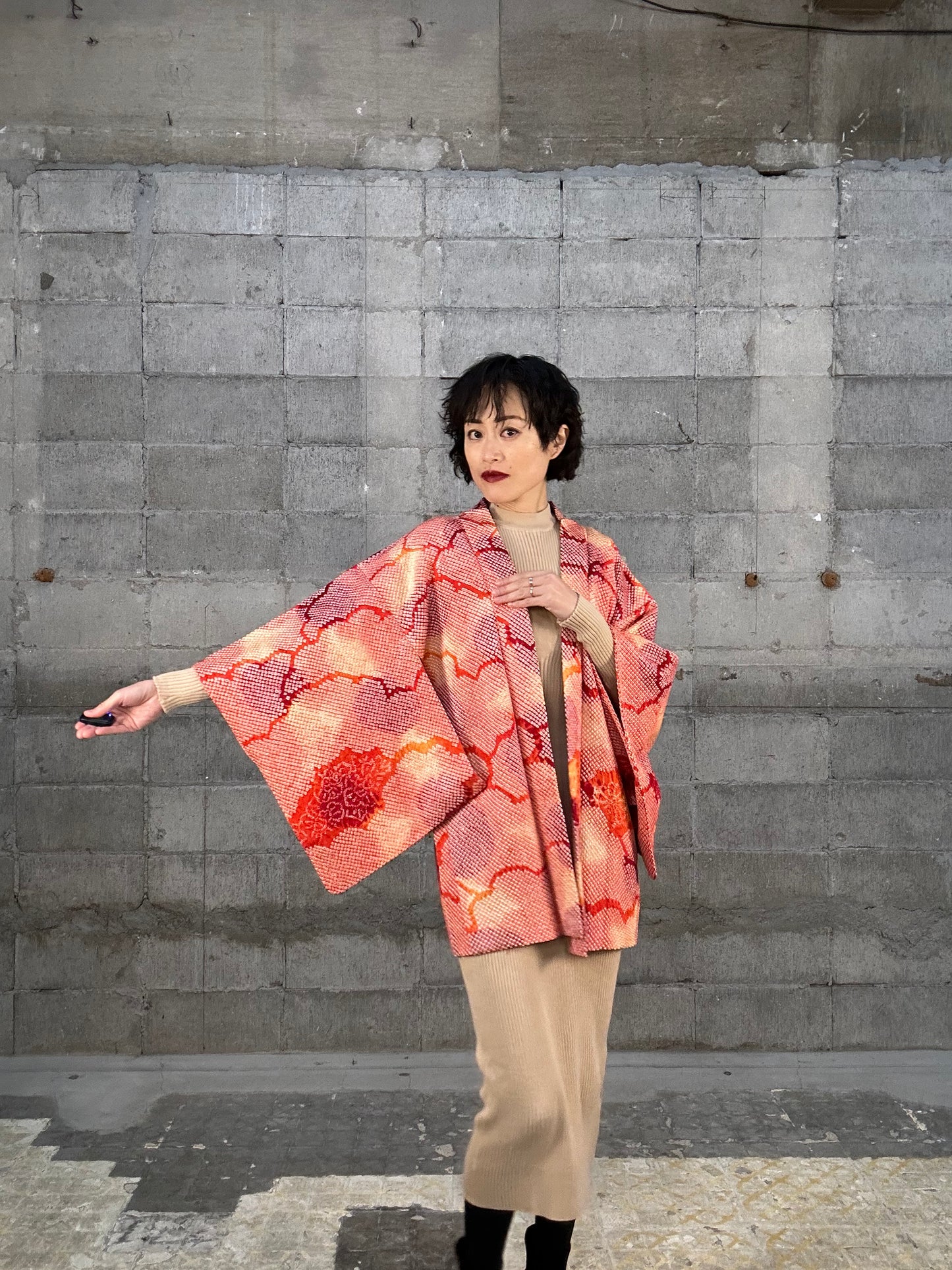 SHIBORI HAORI "011 kumo hana"