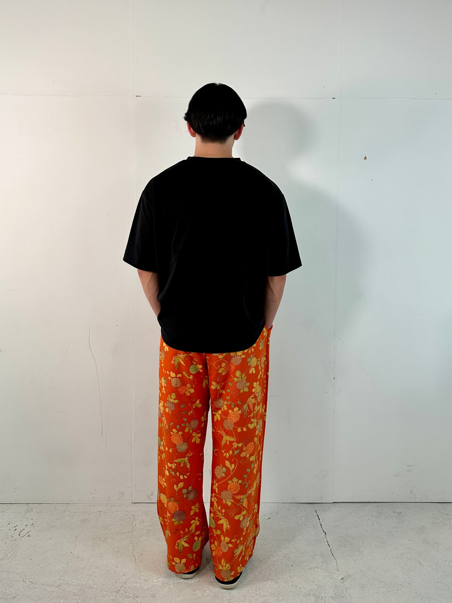 001_KIMONO UNISEX elastic waist pants upcycled from Japanese kimono