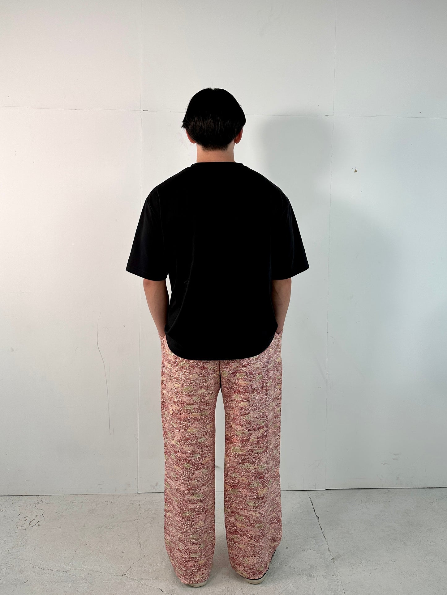 005_KIMONO UNISEX elastic waist pants upcycled from Japanese kimono